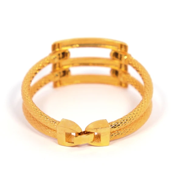 FerizZ Altın Kaplama İki Kollu 3 Sıra Kaburga Bilezik BLZ-501 - Resim 3