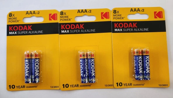 Kodak Max SuperAlkalin AAA LR03 1.5V Pil 6'lı