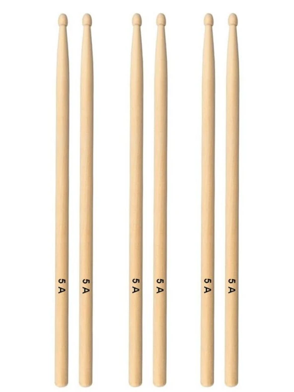 Chroma Baget - Davul - 3 Çift Bateri Bageti Drumsticks 5a Pürüzsüz Yüzey