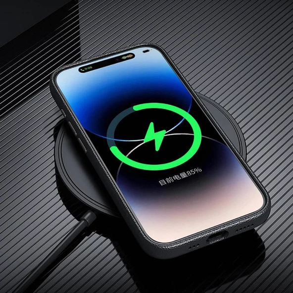 iPhone 15 Pro Uyumlu  Uyumlu KılıfMagsafe Şarj Özellikli PU Deri Adora Kapak - 9