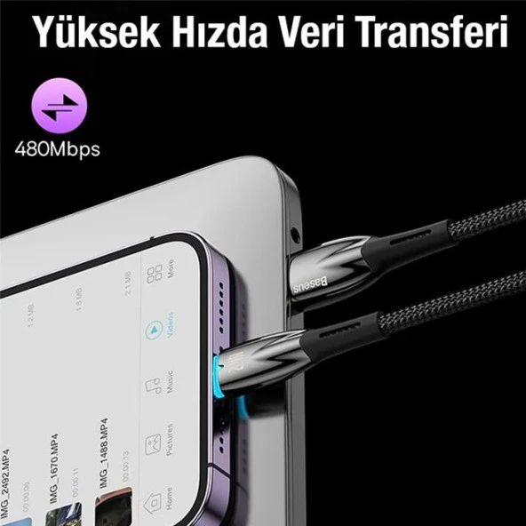 Baseus Glimmer Series iPhone Lightning to USB Hızlı Data Şarj Kablosu 1mt - Resim 3