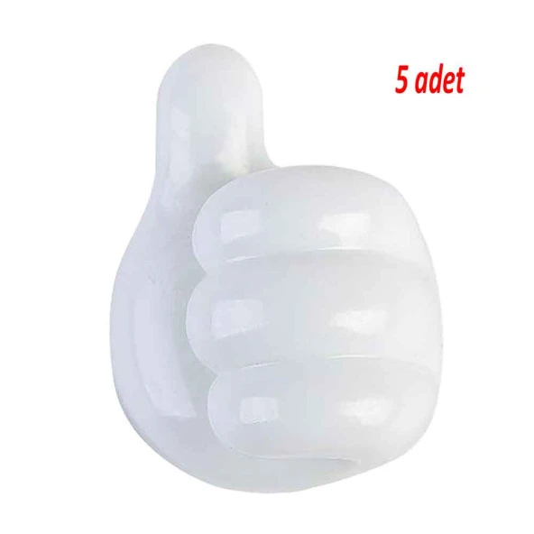 Başparmak Kablo Tutucu, Duvar, Araba, Ev, Organizatör, Kulaklık Tutucu Beyaz Renk 5adet