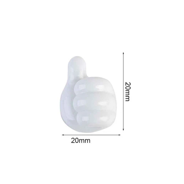 Başparmak Kablo Tutucu, Duvar, Araba, Ev, Organizatör, Kulaklık Tutucu Beyaz Renk 5adet - 2