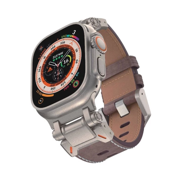 Watch Ultra 49mm KRD-114 Metal Başlıklı Suni Deri Kordon