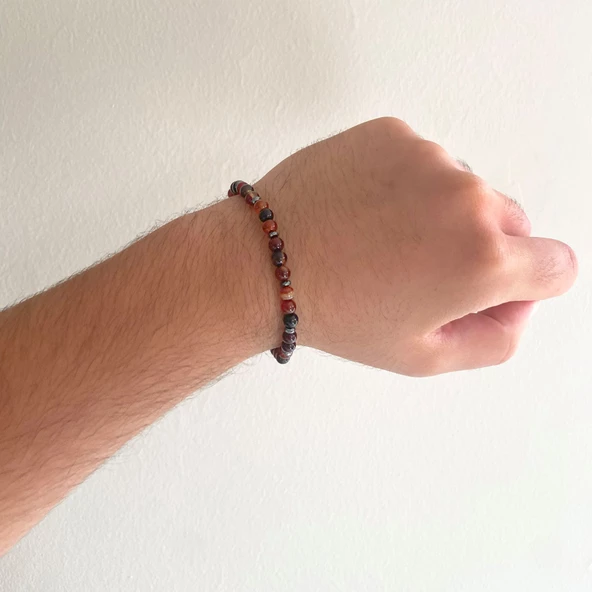 Kırmızı Akik Doğal Taş Erkek Bileklik EBLK-383 - 3