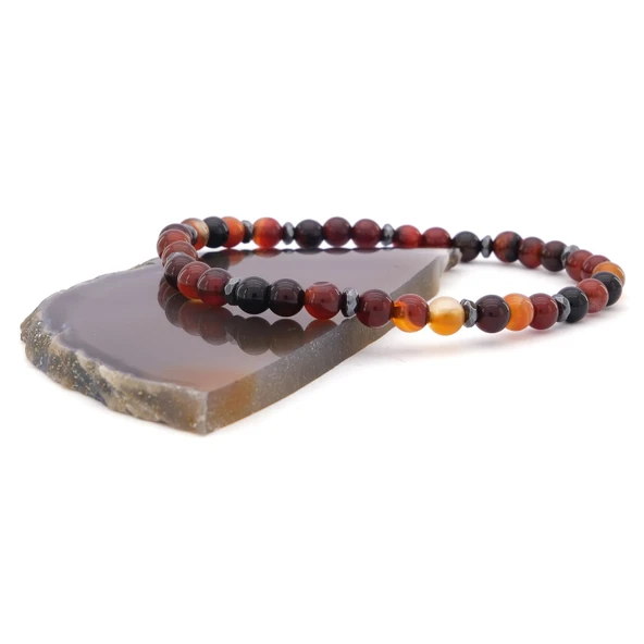 Kırmızı Akik Doğal Taş Erkek Bileklik EBLK-383 - 2