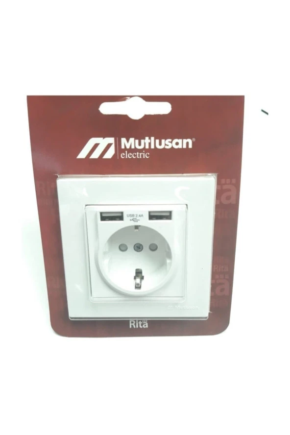 Mutlusan Çift Usb’Li 5V 2.4A Topraklı Priz Beyaz Usb Girişli Priz (2.4A Hızlı Şarj Çocuk Koruma)