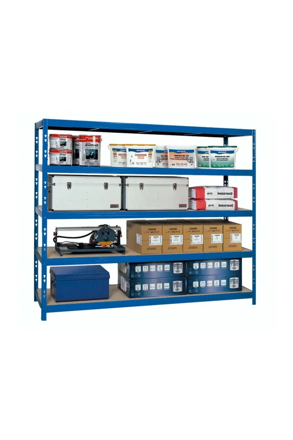 Evinizin Atölyesi Metal Raf, Yük Rafı 5 Katlı Raf 200X240X70 Cm Mavi