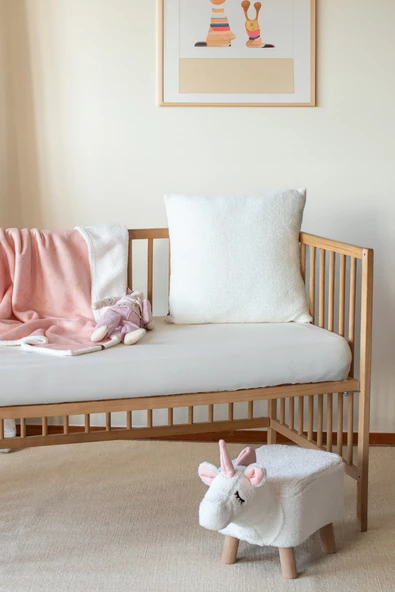 Fluffy Uyku Beşik Yastığı Kırlent Kılıfı Dekoratif Bebek Çocuk Odası Koyun Tüyü  Kuzu Kılıf Beyaz - Resim 6