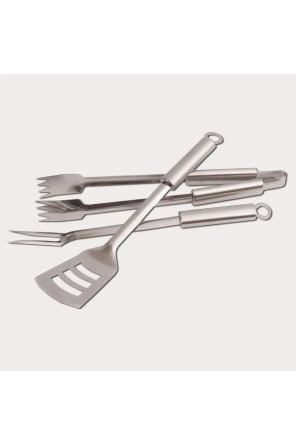 Mangal Seti Maşa Spatula Çatal 3 Parça