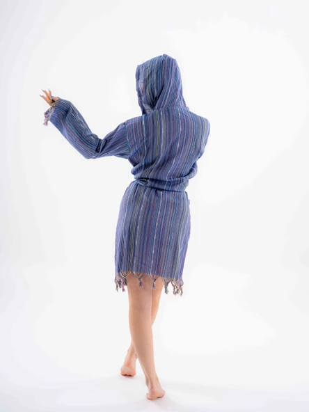 Gökkuşağı Peştemal Bornoz Model Plaj Elbisesi - 12