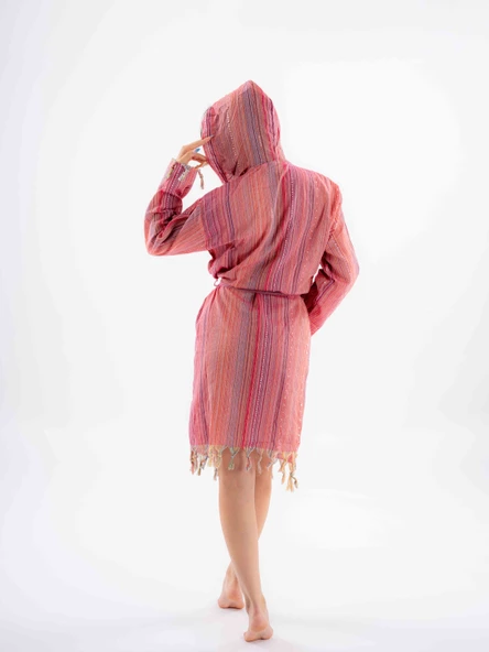 Gökkuşağı Peştemal Bornoz Model Plaj Elbisesi - 3