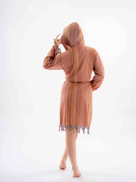 Gökkuşağı Peştemal Bornoz Model Plaj Elbisesi - 6