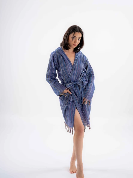 Gökkuşağı Peştemal Bornoz Model Plaj Elbisesi - 10