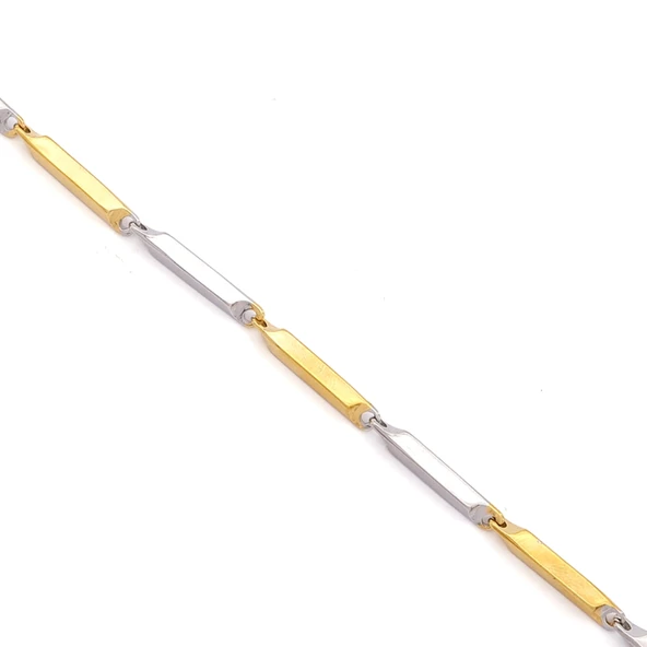 Çift Renkli Küp Model Çelik Erkek Bilekliği EBLK-505 - Resim 4