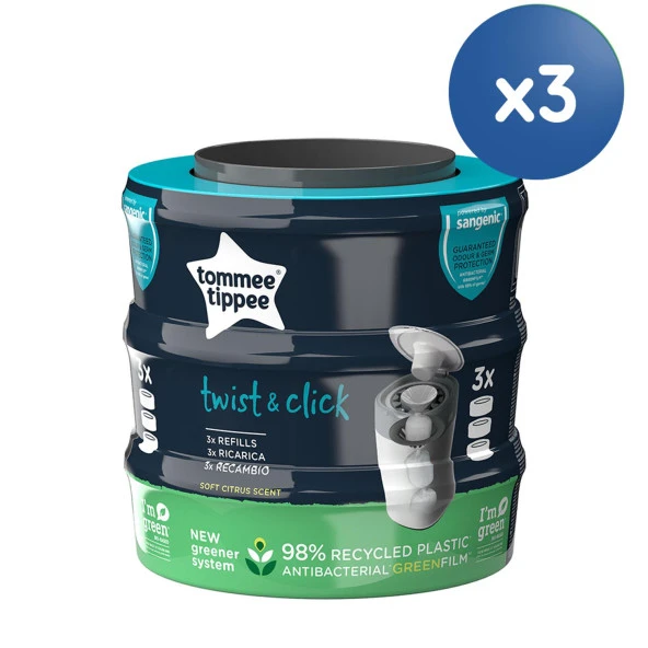 Tommee Tippee Twist - Click Bebek Bezi Çöp Poşet Seti (3x3 9 Adet)