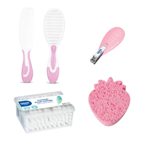 Wee Baby Banyo Bakım Seti - Pembe (4'lü Set)