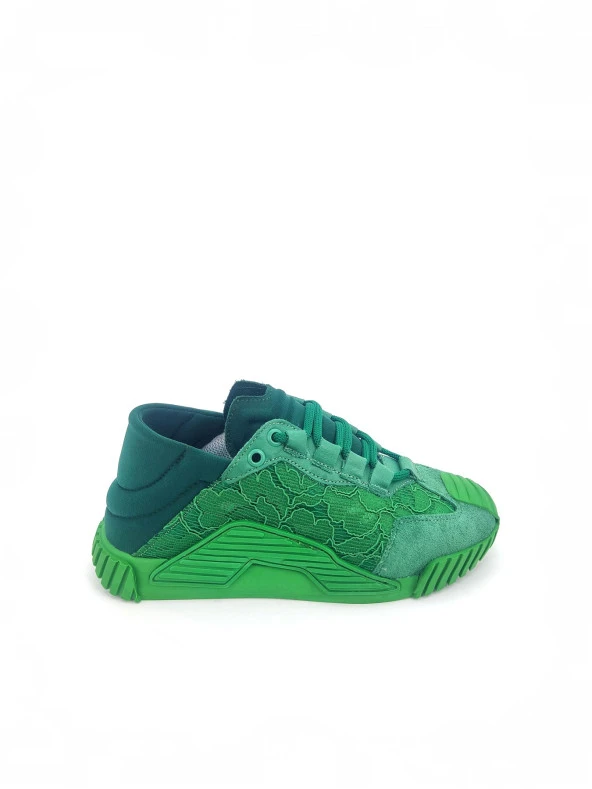 Chulo Yeşil Gerçek Deri Süet Kadın Spor Ayakkabı