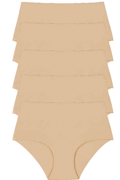 5li Kadın İz Yapmaz Yüksek Bel Lazer Kesim Külot - 4