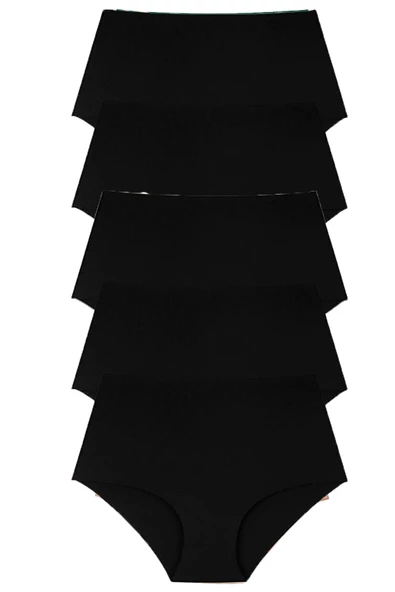 5li Kadın İz Yapmaz Yüksek Bel Lazer Kesim Külot - 3