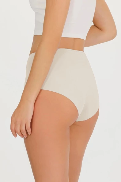 5li Kadın İz Yapmaz Yüksek Bel Lazer Kesim Külot - 8