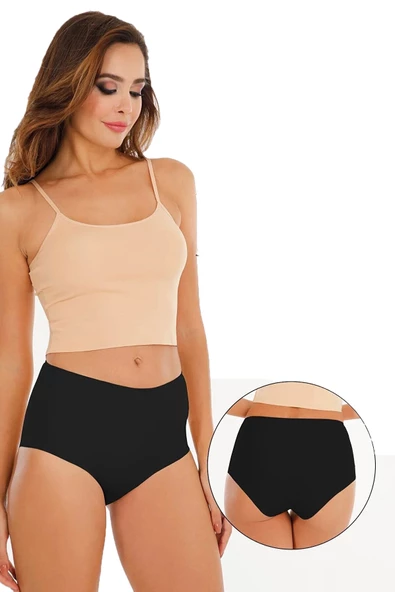 5li Kadın İz Yapmaz Yüksek Bel Lazer Kesim Külot - 12