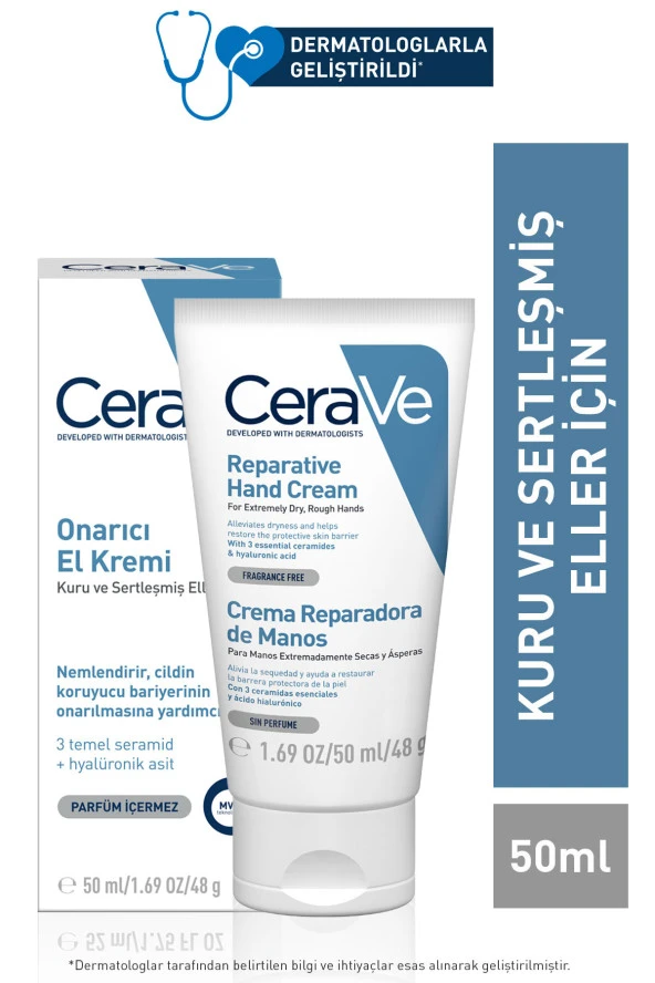 CeraVe Onarıcı El Kremi Kuru Ve Çatlamış Eller Hyalüronik Asit Içerikli 50 ml