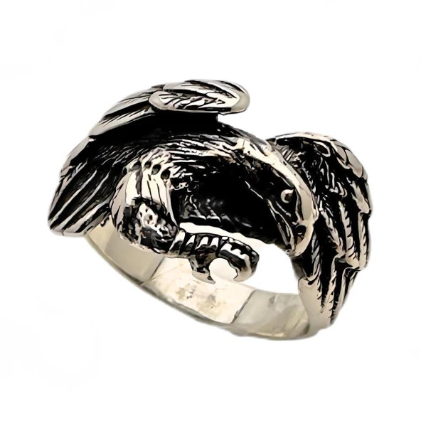 Kartal Figürlü Gümüş Yüzük 240053205G08Y - Resim 3