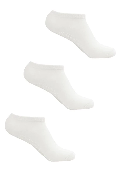 3 lü Kadın Bambu Görünmez Pilates Çorap Kaydırmaz Noktalı Dikişsiz - 2