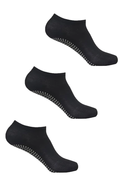 3 lü Kadın Bambu Görünmez Pilates Çorap Kaydırmaz Noktalı Dikişsiz - 4