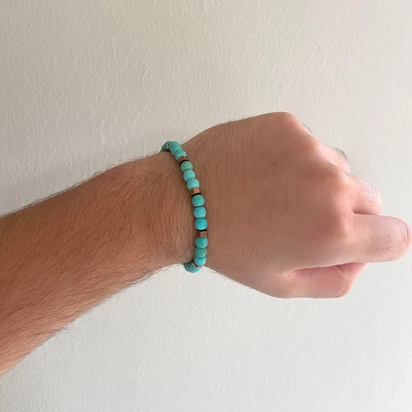 Turkuaz Firuze Doğal Taş Erkek Bileklik EBLK-370 - Resim 2