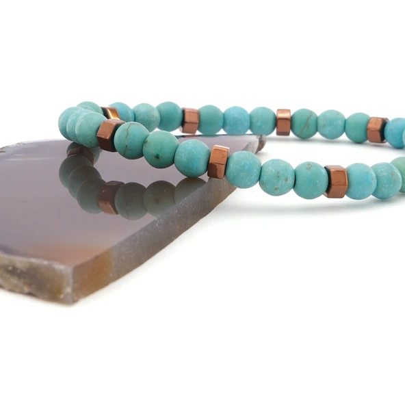 Turkuaz Firuze Doğal Taş Erkek Bileklik EBLK-370 - Resim 4