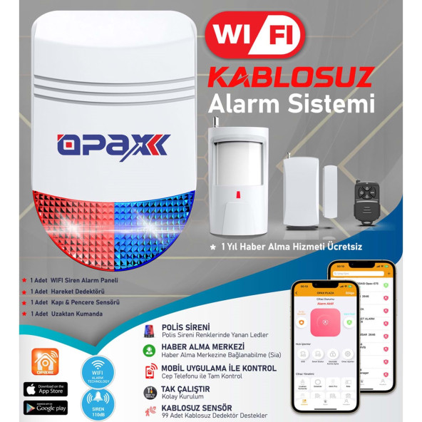 OPAX EKONOMİK ALARM BGR-12 WIFI KABLOSUZ SİREN ALARM SİSTEMİ MOBİL UYGULAMALI - 2
