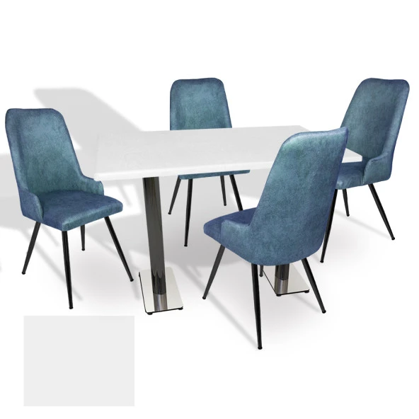 Karanfil Werzalit - Çırağan Masa Takımı (70x120) - (Beyaz - Mavi) ürün görseli