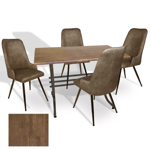 Japon Werzalit - Çırağan Mutfak Masa Takımı (80x140) - (Rustic Dark - Kahve) ürün görseli