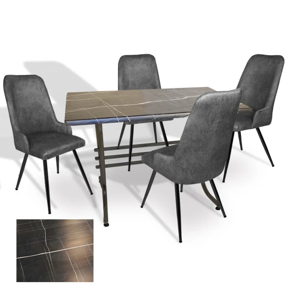 Japon Werzalit - Çırağan Mutfak Masa Takımı (70x120) - (Palazzo- Füme) ürün görseli