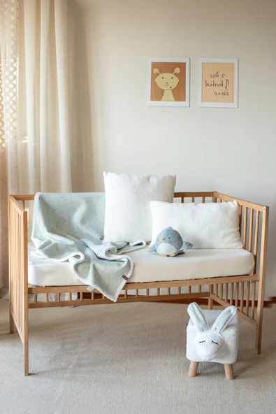 Fluffy Uyku Beşik Yastığı Kırlent Kılıfı Dekoratif Bebek Çocuk Odası Koyun Tüyü  Kuzu Kılıf Beyaz - Resim 7