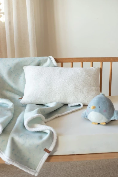 Fluffy Uyku Beşik Yastığı Kırlent Kılıfı Dekoratif Bebek Çocuk Odası Koyun Tüyü  Kuzu Kılıf Beyaz - Resim 2