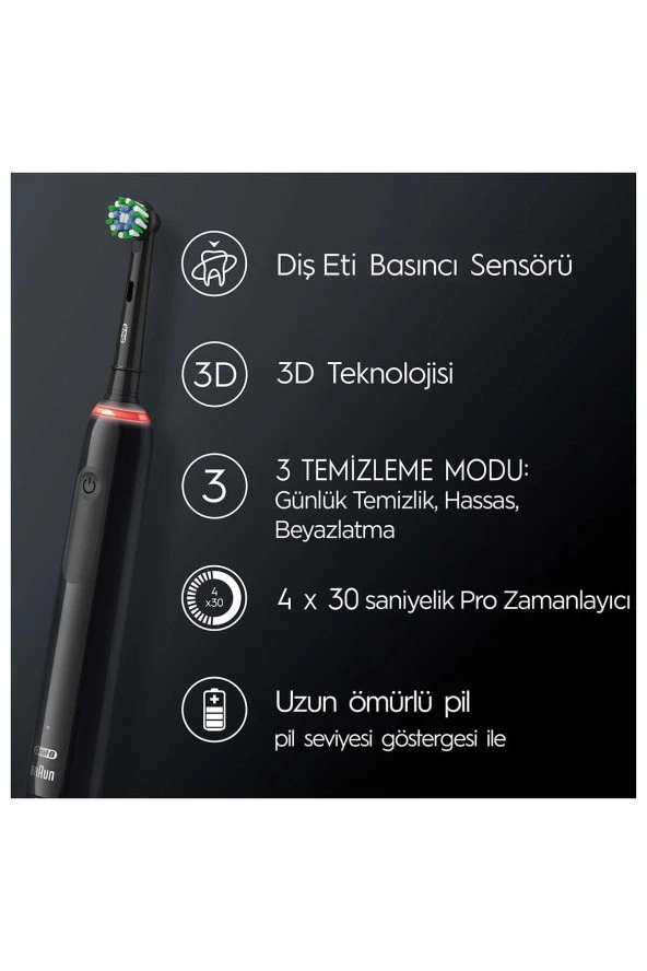 Oral-B Pro 3 - 3900 - Siyah Beyaz 2li Şarj Edilebi - 2