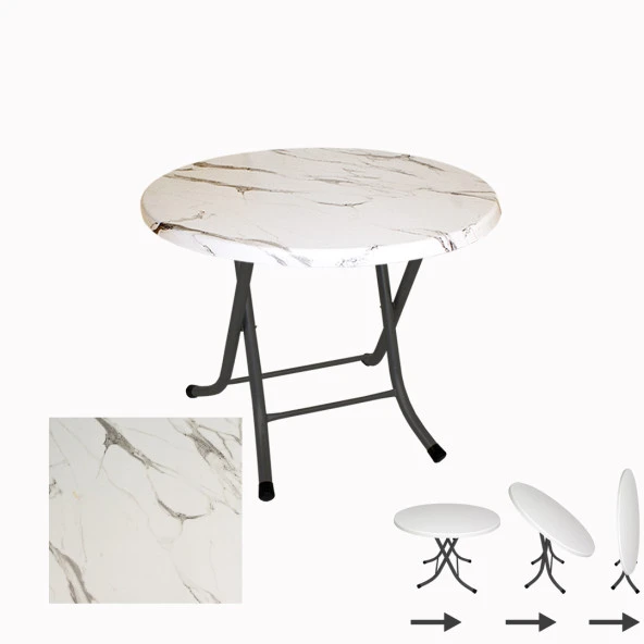 Klasik Katlanır Werzalit Yuvarlak Tabla Masa 90cm  - Afyon Mermer ürün görseli