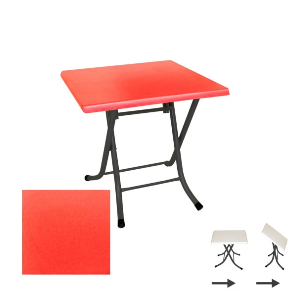 Klasik Katlanır Werzalit Kare Tabla Masa (80X80) - Kırmızı ürün görseli