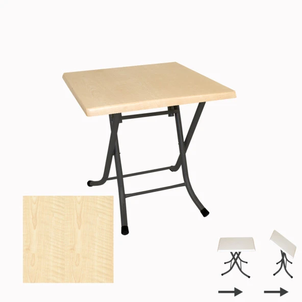 Klasik Katlanır Werzalit Kare Tabla Masa (80X80) - Akçaağaç
