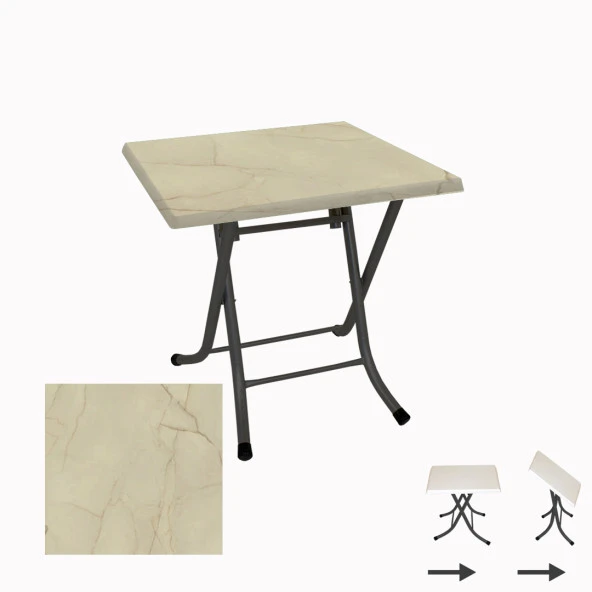 Klasik Katlanır Werzalit Kare Tabla Masa (80X80) - Golden Marble