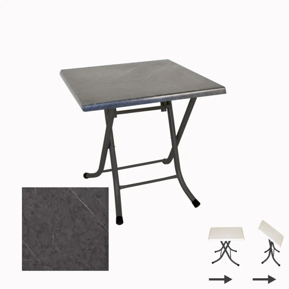 Klasik Katlanır Werzalit Kare Tabla Masa (70x70) - Grey Marble ürün görseli