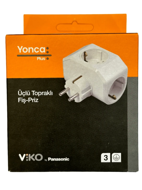 Viko Üçlü Topraklı Fiş Priz Yonca Plus Beyaz (4 Adet) - Resim 2