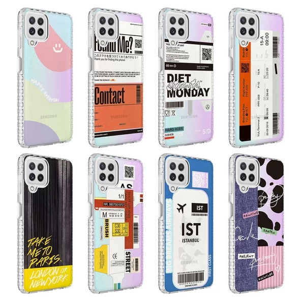 M12 Uyumlu  Uyumlu KılıfAirbag Kenarlı Renkli Desenli Silikon Elegans Kapak - Resim 2