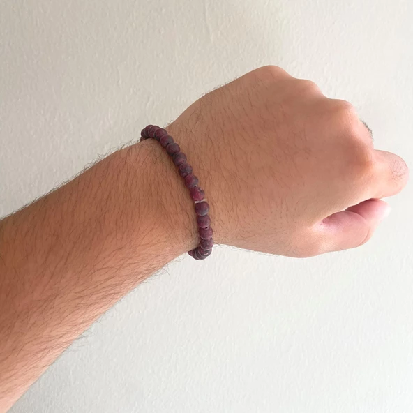 Ametist Doğal Taş Erkek Bileklik EBLK-382 - Resim 2