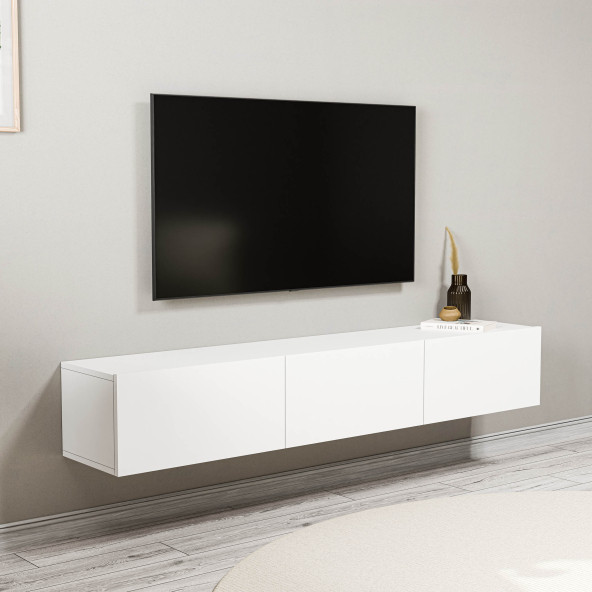 1220 DORE 3 KAPAKLI KULPSUZ 150 CM TV ÜNİTESİ BEYAZ - 3