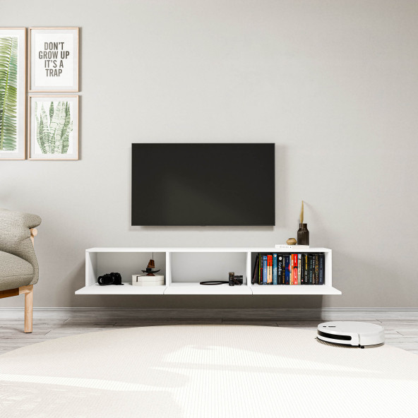1220 DORE 3 KAPAKLI KULPSUZ 150 CM TV ÜNİTESİ BEYAZ - 5