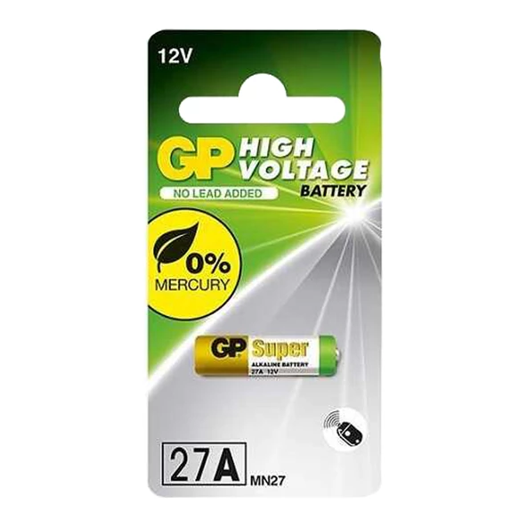 GP BATTERIES 27A 12V Alkalin High Voltage Pil Kumanda Oyuncak Tansiyon Aleti Pili 1li Kart